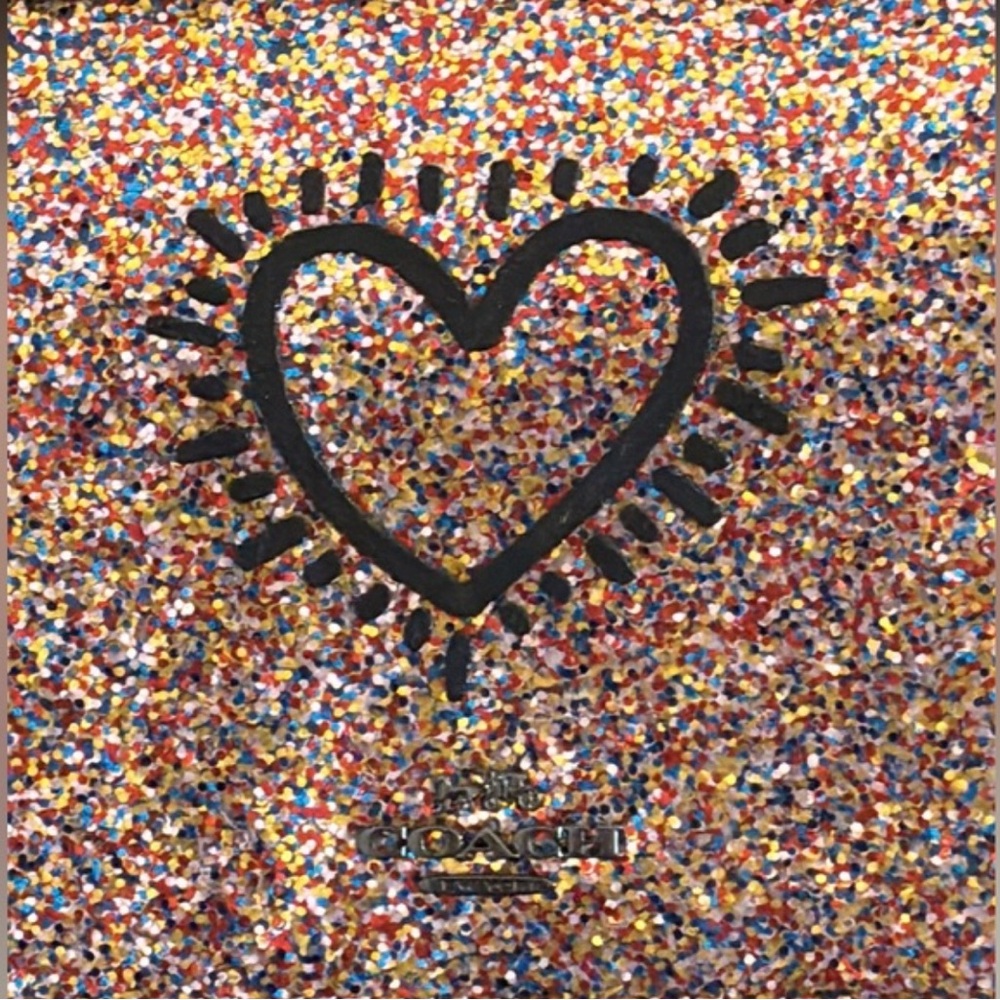 💘COACH Keith Haring Glitter Heart Purse With Detachable Strap 8x4.5" - Picture 5 of 9